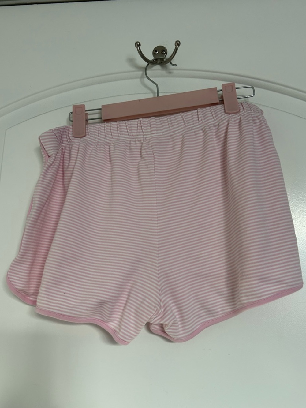 Lake 100% Pima Cotton Enligh Rose Stripe Pink Pajama Shorts Size M cozy lounge - Picture 10 of 11